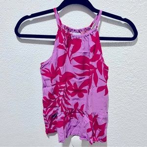 Old Navy Purple/Maroon Tropical Leaf Print Tunic Shirt